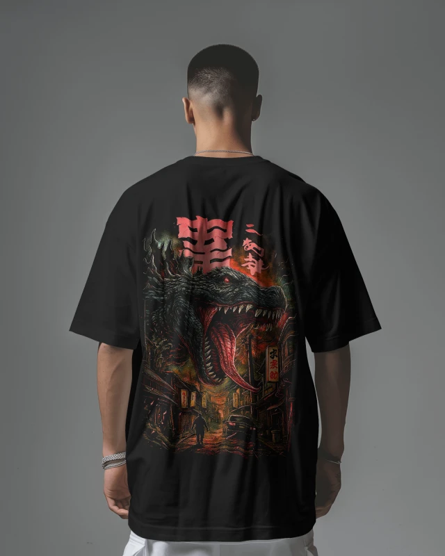 TeesWarrior Dinosaur Oversized Graphic T-Shirt for Men & Women | Premium Cotton Relaxed Fit Streetwear Tee