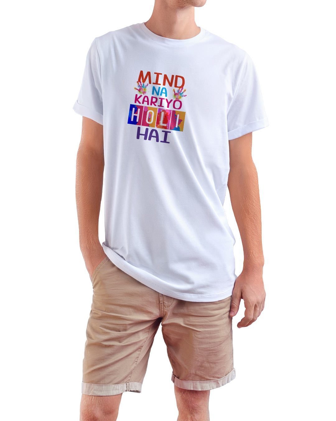 TeesWarrior Holi Graphic Printed Polyester T-Shirt – Regular Fit, Round Neck, Half Sleeves