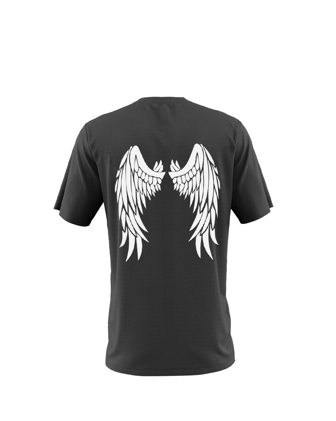 TeesWarrior Eagle Wings Silver Graphic Printed Back Printed Cotton Black T-Shirts