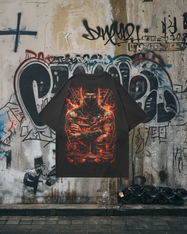 TeesWarrior Ninja Samurai Oversized T-Shirt | Japanese Warrior Graphic Tee
