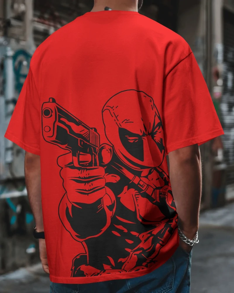 TeesWarrior Deadpool Oversized Cotton T-Shirt - Marvel Graphic Tee for Men & Women