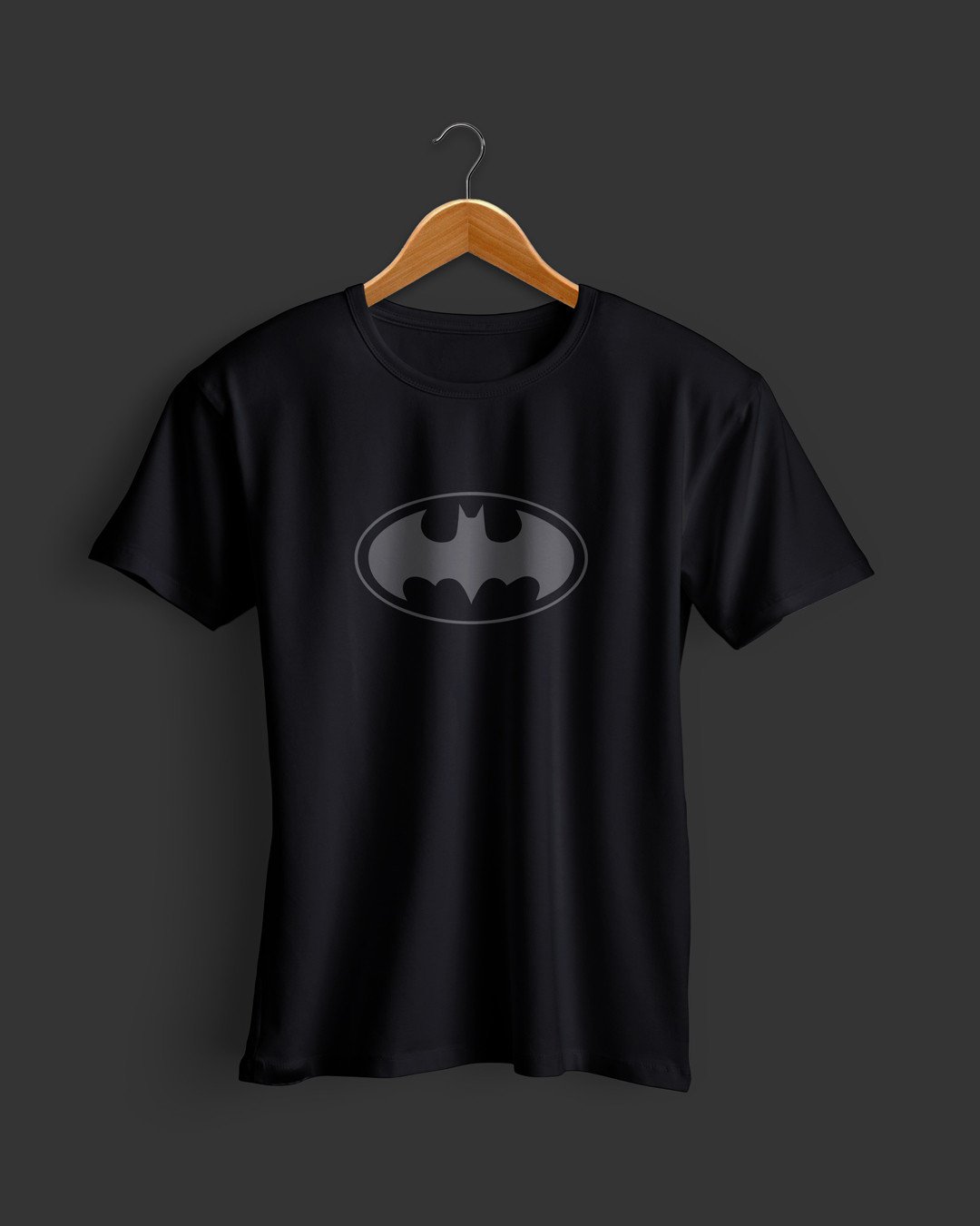 TeesWarrior Batman Logo Graphic Printed 100% Cotton T-Shirt - Regular Fit, Round Neck, Half Sleeves