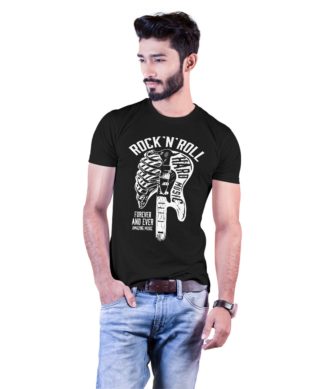 TeesWarrior Rock n Roll Graphic Printed 100% Cotton T-Shirt – Regular Fit, Round Neck, Half Sleeves