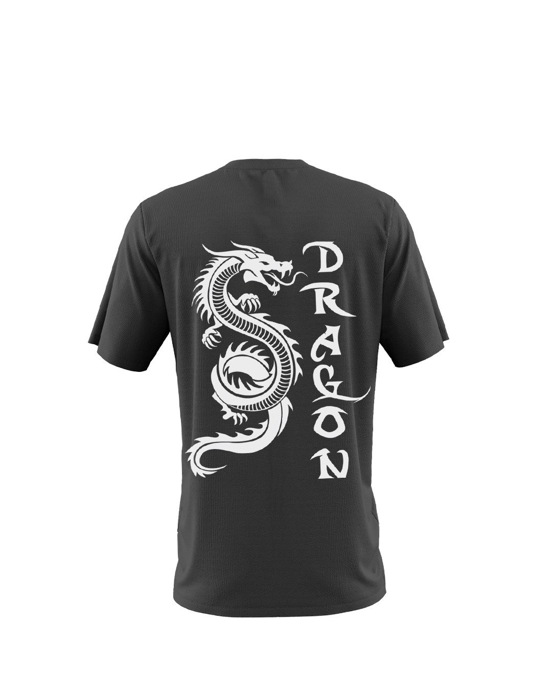 TeesWarrior Dragon Silver Graphic Printed Back Printed Cotton Black T-Shirts