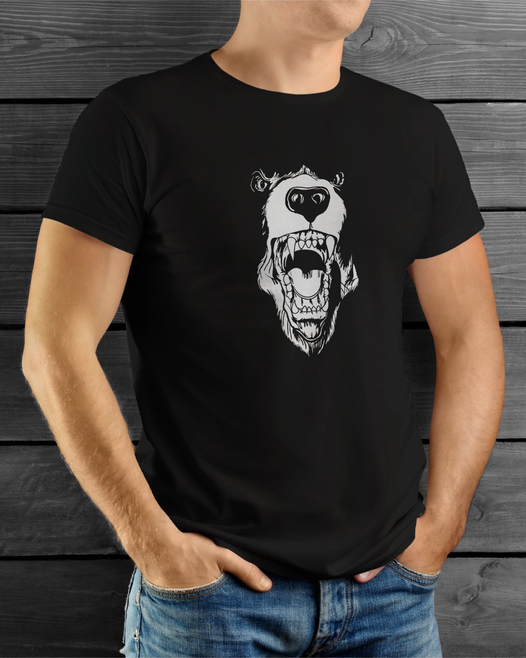 TeesWarrior Bear Glow in Dark Graphic Printed 100% Cotton T-Shirt – Regular Fit, Round Neck, Half Sleeves