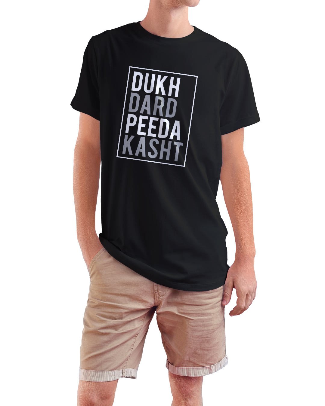 TeesWarrior Dukh Dard Peeda Graphic Printed 100% Cotton T-Shirt – Regular Fit, Round Neck, Half Sleeves