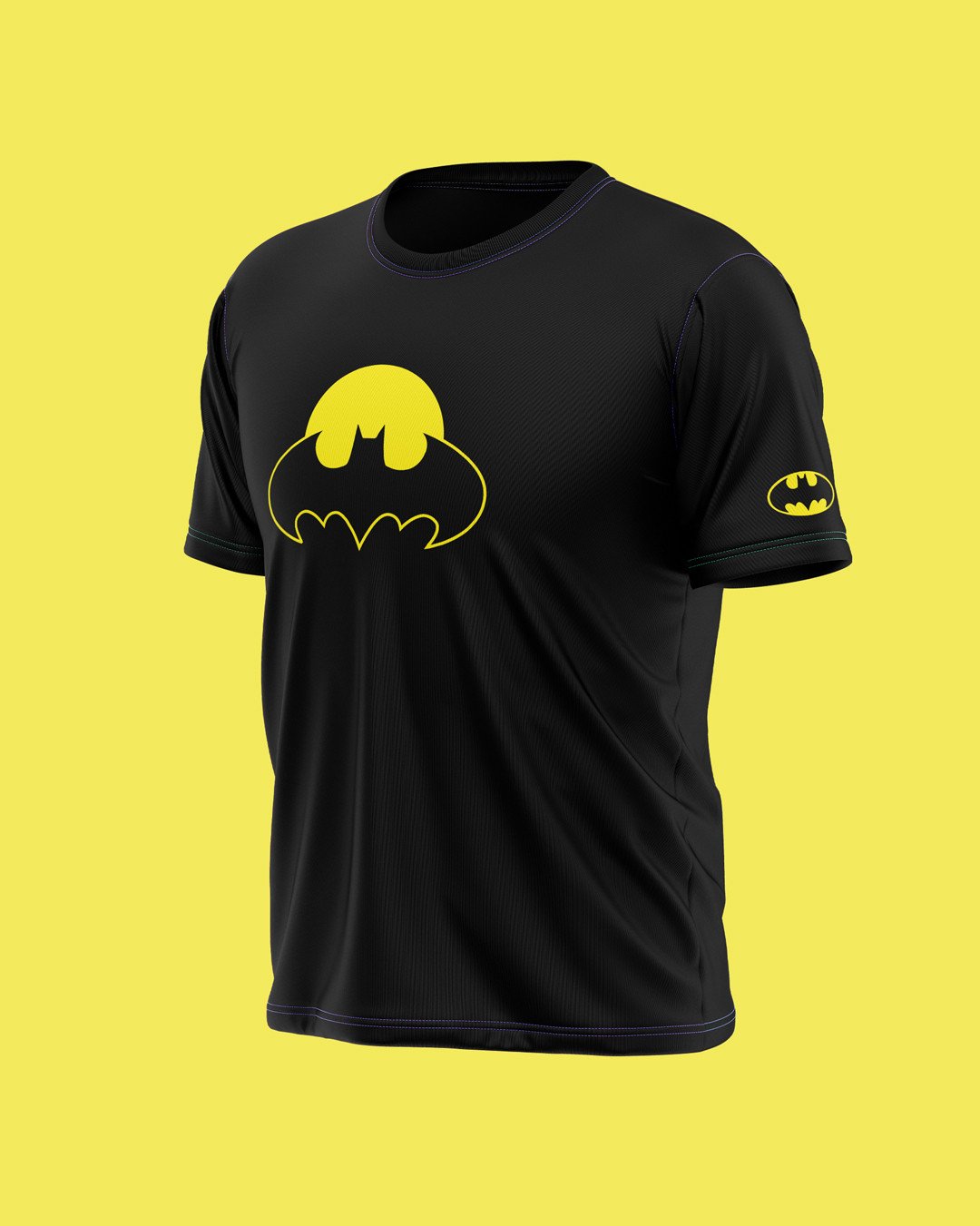 TeesWarrior Batman Logo Design Graphic Printed 100% Cotton T-Shirt - Regular Fit, Round Neck, Half Sleeves