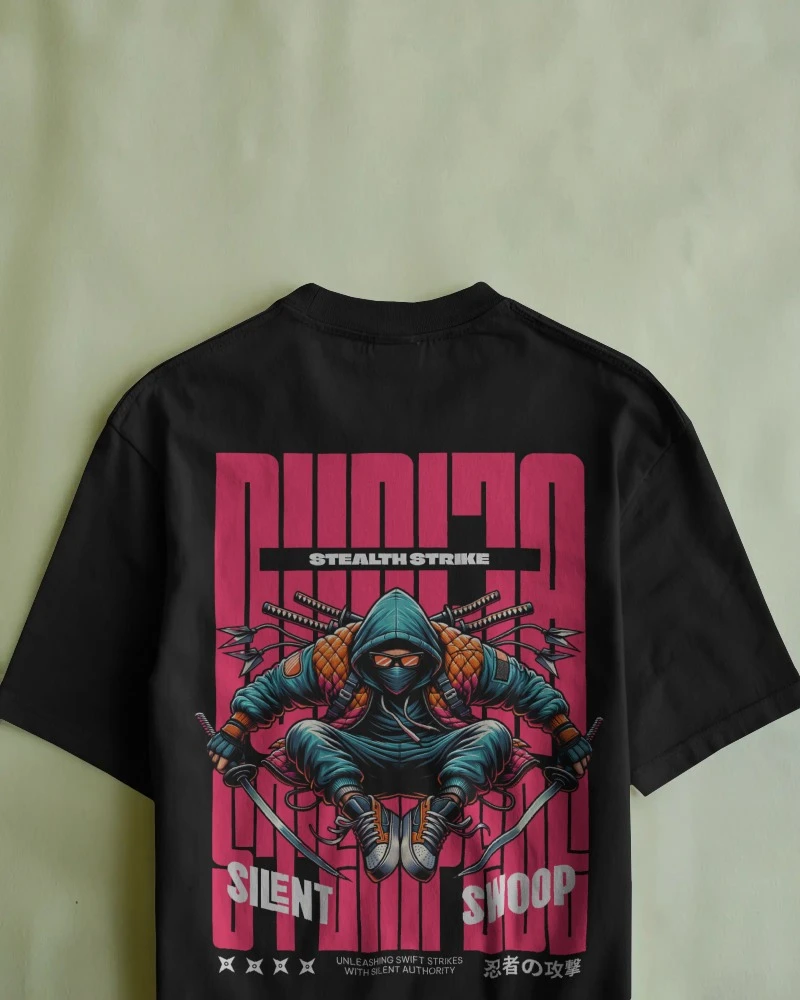 TeesWarrior Ninja Oversized Cotton T-Shirt - Relaxed Fit, Soft & Breathable