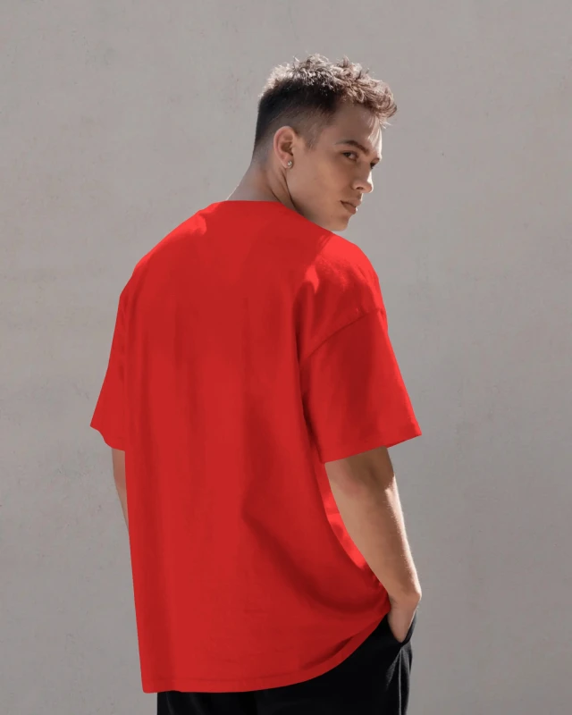 Red Unisex Plain Oversized T-Shirt