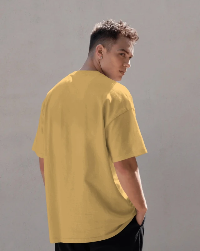 Beige Unisex Plain Oversized T-Shirt