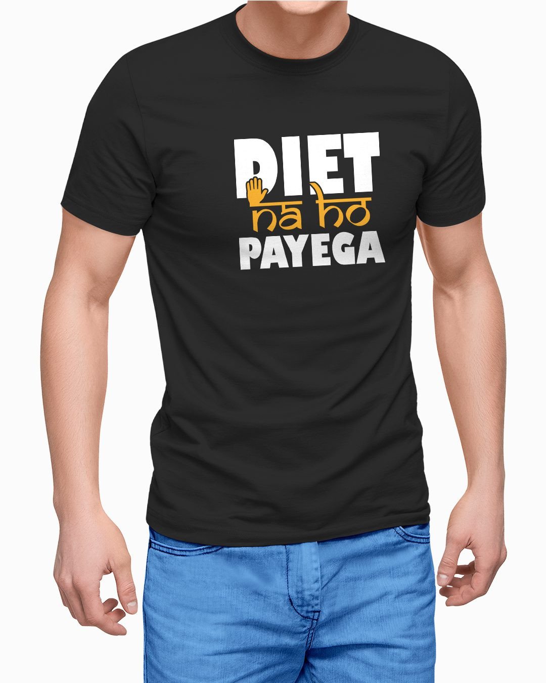 TeesWarrior Diet Na Ho Payega Graphic Printed 100% Cotton T-Shirt - Regular Fit, Round Neck, Half Sleeves