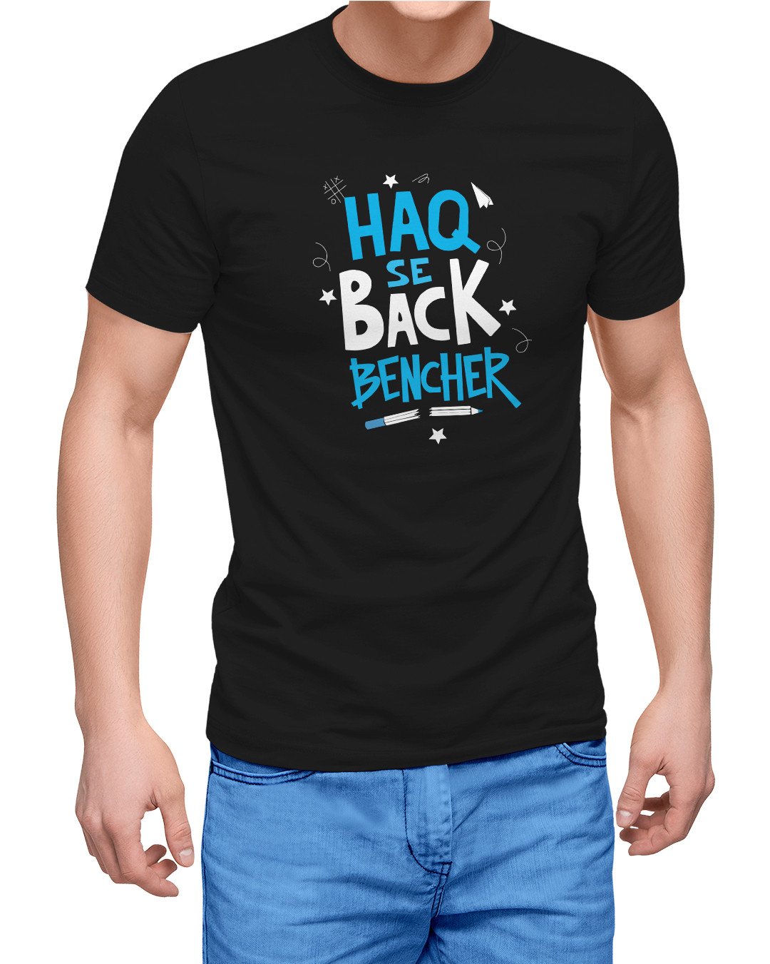 Haq Se Back Bencher Cotton Printed T-Shirts for Men