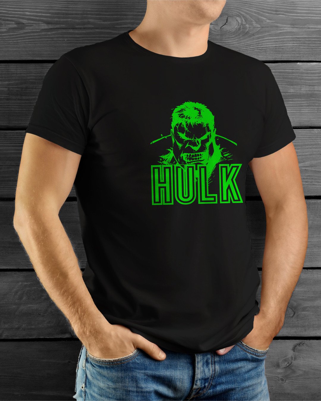 TeesWarrior Marvel Hulk glow in dark Graphic Printed 100% Cotton T-Shirt - Regular Fit, Round Neck, Half Sleeves