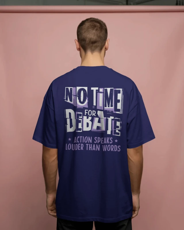 TeesWarrior Men's Navy Oversized Graphic Print Drop Shoulder T-Shirt