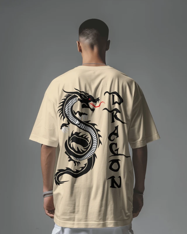 TeesWarrior Dragon Oversized Cotton Graphic Tee - Bold Print for Men & Women