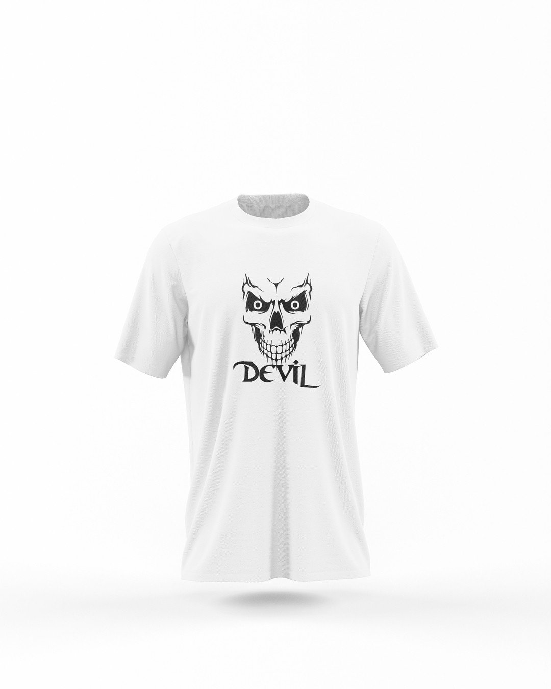 Devil face Printed Cotton White T-Shirt