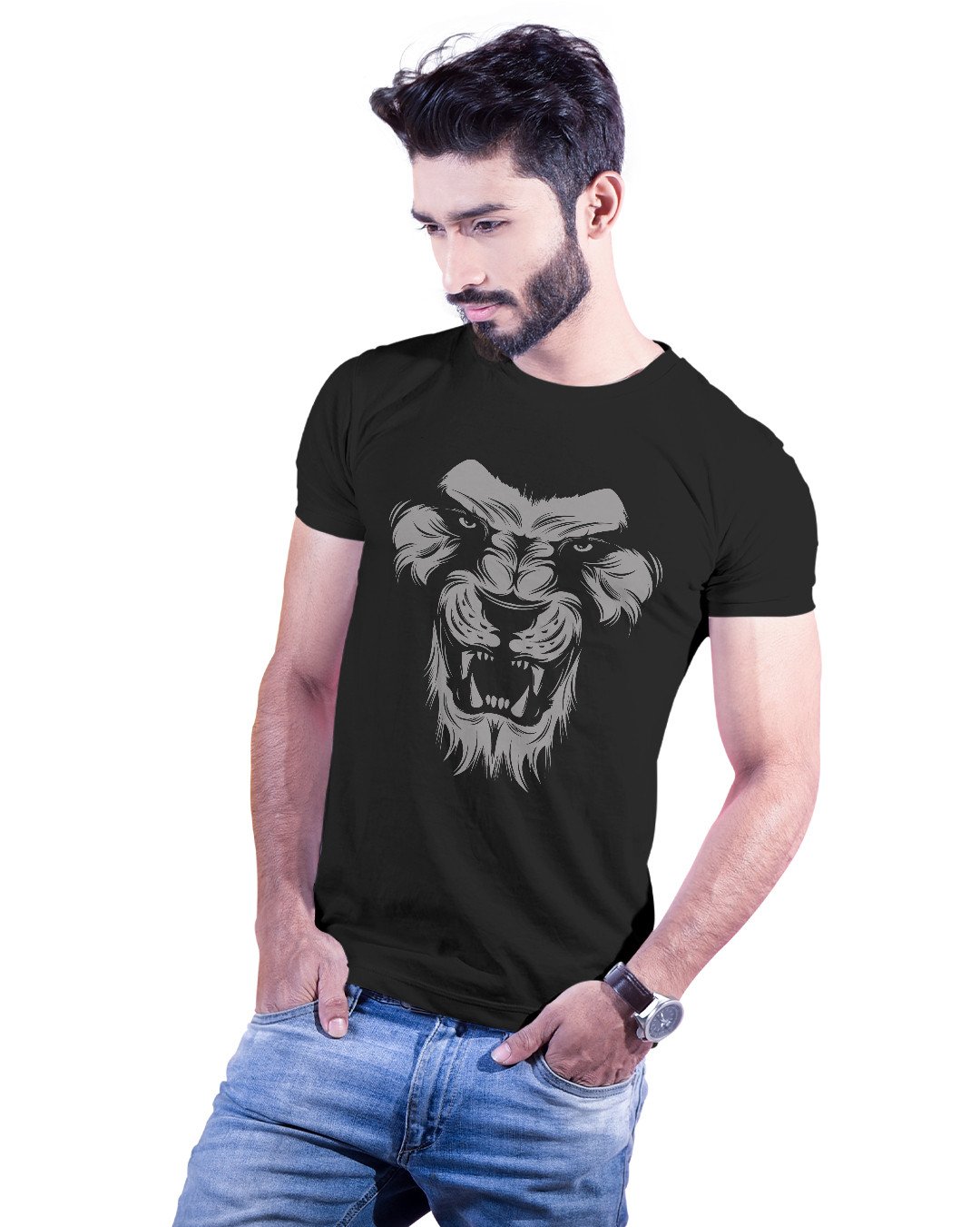TeesWarrior Tiger Graphic Printed 100% Cotton T-Shirt – Regular Fit, Round Neck, Half Sleeves
